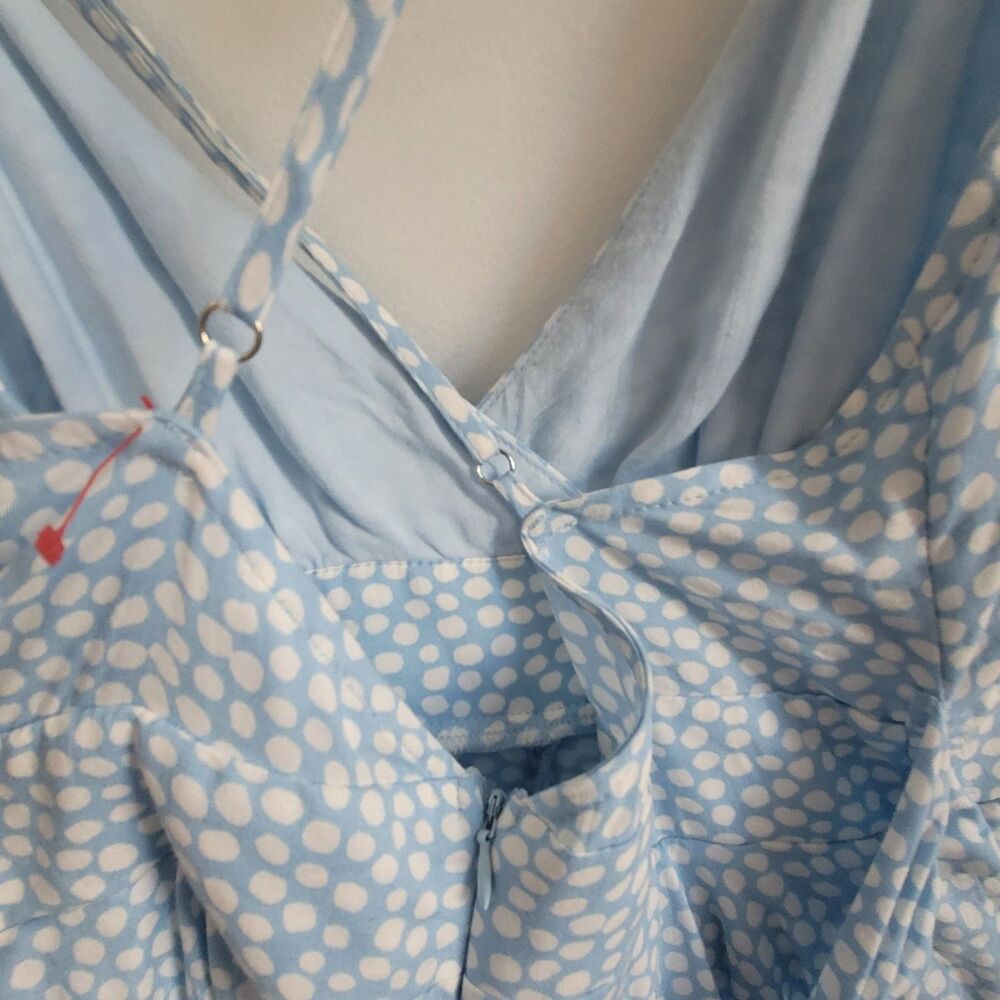 Skylar + Madison Blue White V-Neck Spaghetti Strap Dress M - Picture 3 of 14
